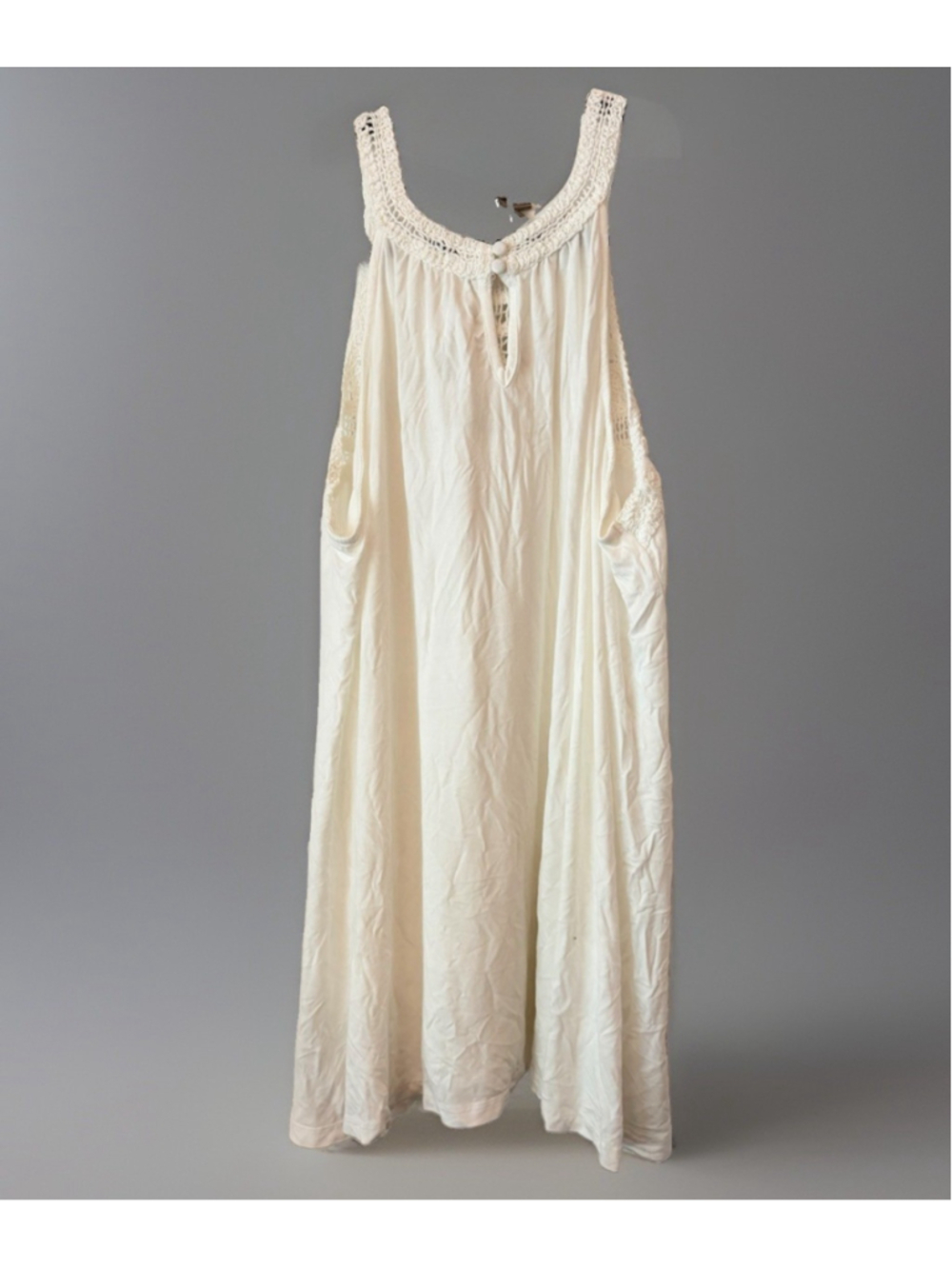 POL Ivory Crochet Lace Boho Sleeveless Top Large L Bohemian Floral - Picture 2 of 4